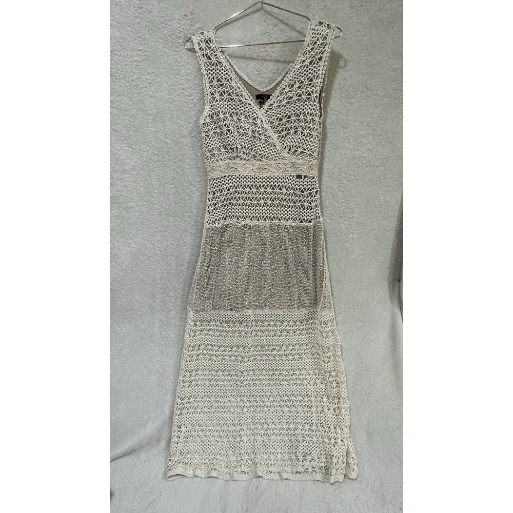 NWT Ryu‎ Anthropology Cream Overlay Dress Womens Medium Boho Preppy •Flaw
